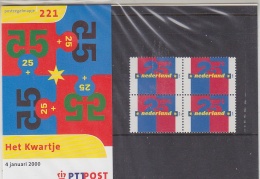 Nederland 2000 Het Kwartje 1w  In Blok Van 4 In  Postzegelmapje 221 ** Mnh (31874) - Unused Stamps