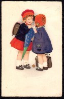 SUPERBE VINTAGE CPA * FRITZ BAUMGARTEN (non Signé) * Meissner & Buch Serie 2609 Exp. 1925 Children's First Day Of School - Baumgarten, F.