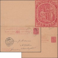 St Kitts & Nevis 1908. Entier Postal, Carte Avec Réponse Payée. Les Sources D'eaux Douces Chaudes Et Volcaniques - Volcans