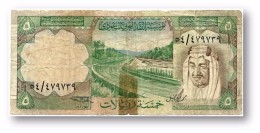 SAUDI  ARABIA - 5 RIYALS - 1977 - Pick 17.b - Without ERROR - Sign. 4 - King Faisal / Dam  - 2 Scans - Arabia Saudita