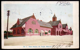 2847 - Alte Ansichtskarte - St, Joseph - Missouri - Union Station - Estación Estacion - La Gare - Bahnhof - 1905 - St Joseph