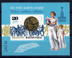 HUNGARY 1980 Olympic Medal Winners Imperforate Block MNH / **..  Michel Block 145B - Blocs-feuillets