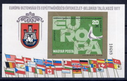 HUNGARY 1977 European Security Conference Imperforate Block MNH / **.  Michel Block 126B - Blocks & Sheetlets