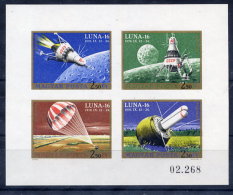 HUNGARY 1971 Luna 16 Moon Landing Imperforate Sheetlet MNH / **.  Michel 2642-45B Kb - Blocs-feuillets