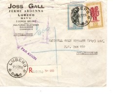 TP 289-290 S/L.Avion Recommandée C.Lurebo (Kivu) 8/2/1951 V.Johannesburf South Africa PR3379 - Cartas & Documentos