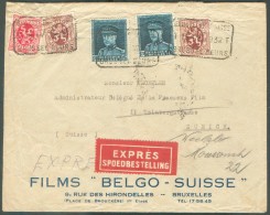 THEME CINEMA - MOVIE BELGIQUE Affranchissement KEPI-LION Sur Lettre Exprès De BRUXELLES-BOURSE T*T Le 16-IV-1932 Vers ZÜ - 1931-1934 Quepis