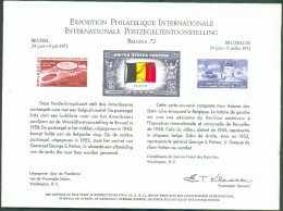 EXPOSITION PHILATELQIUE INTERNATIONALE BELGICA 1972 - Pavillon Américain Et Général PATTON Bruxelles 9 Juillet 1972 - 11 - Cartoline Commemorative - Emissioni Congiunte [HK]