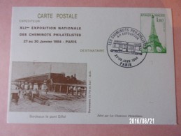 Entier Postal Repiqué N°48 CP Exposition Nationale Des Cheminots Philatélistes 27 Au 30 Janvier 1984, Paris - Bijgewerkte Postkaarten  (voor 1995)