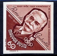 HUNGARY 1963 Coubertin Centenary Imperforate  MNH / **.  Michel 1953B - Nuevos
