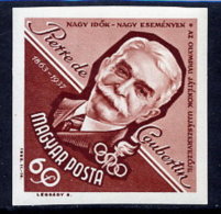 HUNGARY 1963 Coubertin Centenary Imperforate  MNH / **.  Michel 1953B - Neufs