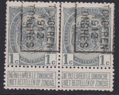 N° 81 - PREO 1870 B  TONGEREN 1912 TONGRES -  Paar /Handrol - Rolstempels 1910-19