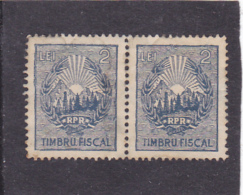 #146     FISCAUX STAMP, REVENUE STAMP, 2X STAMPS IN PAIR,    ROMANIA. - Fiscale Zegels