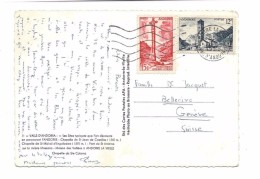 ANDORRE 1958 Carte Postale Illustrée, Timbres  Croix Gothique + Clocher Sainte Coloma, Pour La Suisse - Storia Postale