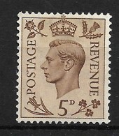 GB 1937 KGVI Definitives, 5d Brown LMM (4647) - Unused Stamps