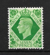 GB 1937 KGVI Definitives,7d Emerald-green LMM (4649) - Unused Stamps