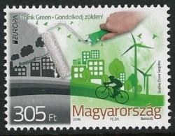 HUNGRIA/ HUNGARY/ UNGARN/ MAGYAR -  EUROPA 2016 -TEMA "ECOLOGIA -EL PENSAMIENTO VERDE -THINK GREEN".- SERIE De 1 V. - 2016