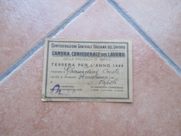 1946 TESSERA CGIL Camera Confederale Del Lavoro Di Napoli + Bollini Mensili - Matériel Et Accessoires