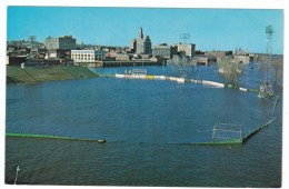 Davenport Iowa Baseball Field Under Mississippi River 1965 Flood Waters, C1960s Vintage Postcard - Davenport