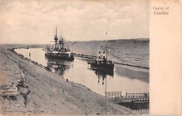 04769 "CURVE AT CHANTIER  SHIP EGYPTE - THE SUEZ CANAL" ANIMATA, BATTELLI. CART NON SPED - Sues