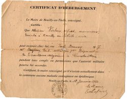 VP5365 - Le Maire De NEUILLY EN THELLE - Certificat D'Hébergement P.BERGERON Au 7ème Rgt De Tirailleurs Algériens - Documenti