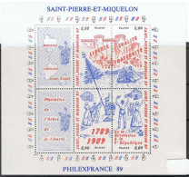 SP 9 - ST-PIERRE ET MIQUELON BF 3 Neuf** Bicentenaire De La Révolution - Blocchi & Foglietti