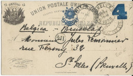 PEROU - 1896 - CARTE ENTIER POSTAL De LIMA Pour BRUXELLES (BELGIQUE) - Peru