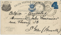 PEROU - 1896 - CARTE ENTIER POSTAL De LIMA Pour BRUXELLES (BELGIQUE) - Pérou