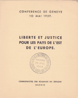 #T98    CONFERENCE , GENEVA, FREEDOM AND JUSTICE ,    BOOKLETS,   1959 , SPAIN EXIL, ROMANIA. - Carnets