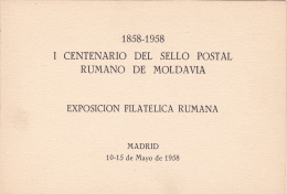 #T99     CENTENARY OF ROMANIAN STAMP FROM MOLDAVIA, ,    BOOKLETS,   1958  , SPAIN EXIL, ROMANIA. - Postzegelboekjes