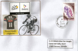 Novena Etapa Del Tour De Francia 2016.184 Km, Vielha (Val D'Aran, España) Y Arcalis (Andorra), Carta Enviada A España - Covers & Documents