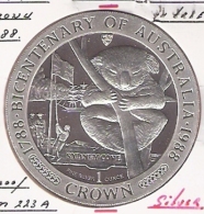 ISLE OF MAN CROWN 1988 AG PROOF KOALA ON TREE 1788/1988 BICENTENARY OF AUSTRALIA KM 223A C.V. $ 175,== - Île De  Man