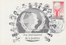 Carte  Maximum  1er  Jour  ANDORRE   Année  Internationale  De  La  Jeunesse  1985 - Maximumkaarten