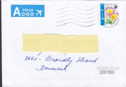 Netherlands Airmail A PRIOR Label ANTWERPEN 2011 Cover Brief BRØNDBY STRAND Denmark Flower Blume - Brieven En Documenten