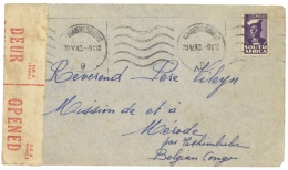 SOUTH AFRICA 1943 LETTRE FROM JOBOURG TO BELGIAN CONGO (TSHIMBULU) CENSORED - Briefe U. Dokumente