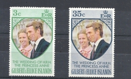 ISOLE GILBERT ED ELICE 1973 The Royal Wedding Of Princess Anne With Mark Phillips MNH** - Îles Gilbert Et Ellice (...-1979)