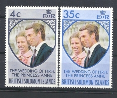 BRITISH SOLOMON ISLANDS  1973 Royal Wedding Of Princess Anne And Mark Phillips  Hinged Mitchel 246/247 - Salomonseilanden (...-1978)