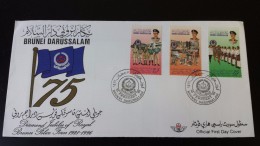 Brunei Fdc 1991 POLICE FORCE DAY Diamond Jubilee Of Royal Soldier Policeman Army - Brunei (1984-...)