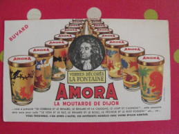Buvard Moutarde Amora. Verres Décorés Fables De La Fontaine. Dijon. Vers 1950. - Mostaza