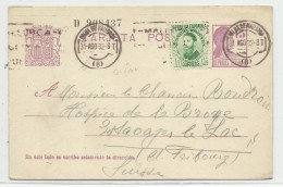 ESPAGNE - 1932 - CARTE ENTIER POSTAL De PALMA De MALLORCA Pour FRIBOURG (SUISSE) - 1931-....