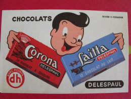 Buvard Chocolat Delespaul Corana Laitta Havez. Vers 1950 - Cocoa & Chocolat