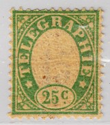 Schweiz Telegraphen-Marke 1868 Probedruck 25c Grün Auf Hauchdünnem Papier Mit Rückseitigem Nummern Aufdruck - Telegrafo