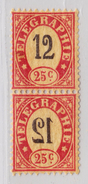 Schweiz Telegraphen-Marke 1868 Probedruck 25c Senkrechtes Paar Auf Seidenpapier - Telegraph