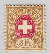 Schweiz 1868 Telegraphen-Marke Zu#4 * 3Fr -  Gummi Ev. Nicht Original - Télégraphe