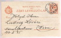 Hungria, 1909, For Wien - Storia Postale