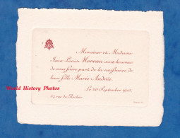 Faire Part De Naissance De 1915 - PARIS - M. & Mme Jean Louis MOREAU Et Leur Fille Marie Andrée - 37 Rue Du Rocher - Birth & Baptism