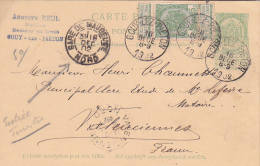 Cachet " GARE DE MAUBEUGE NORD " Comme MARQUE D'ENTRÉE TERRESTRE Sur Entier CP BELGIQUE Obl GOUY-LEZ-PIETON - Entry Postmarks