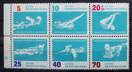 MiNr. 907 - 912 Deutschland Deutsche Demokratische Republik 1962, 7. Aug. Schwimm-Europameisterschaften, Leipzig. - 1950-1970