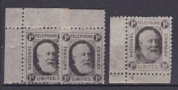 (I.B) National Telephone Company : 1d Black Lot De 3 Timbres - Ongebruikt