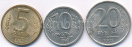 Oroszország 1992. 5R Sárgaréz-acél + 10R Cu-Ni + 20R Cu-Ni T:2
Russia 1992. 5 Rubles... - Zonder Classificatie