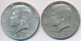 Amerikai Egyesült Államok 1967-1969D 1/2$ Ag 'Kennedy' (2x) T:2 USA 1967-1969D 1/2 Dollars Ag 'Kennedy'... - Unclassified